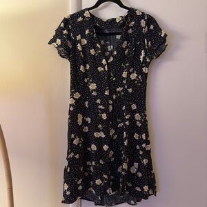 Nobody’s child black floral mini dress with daisies